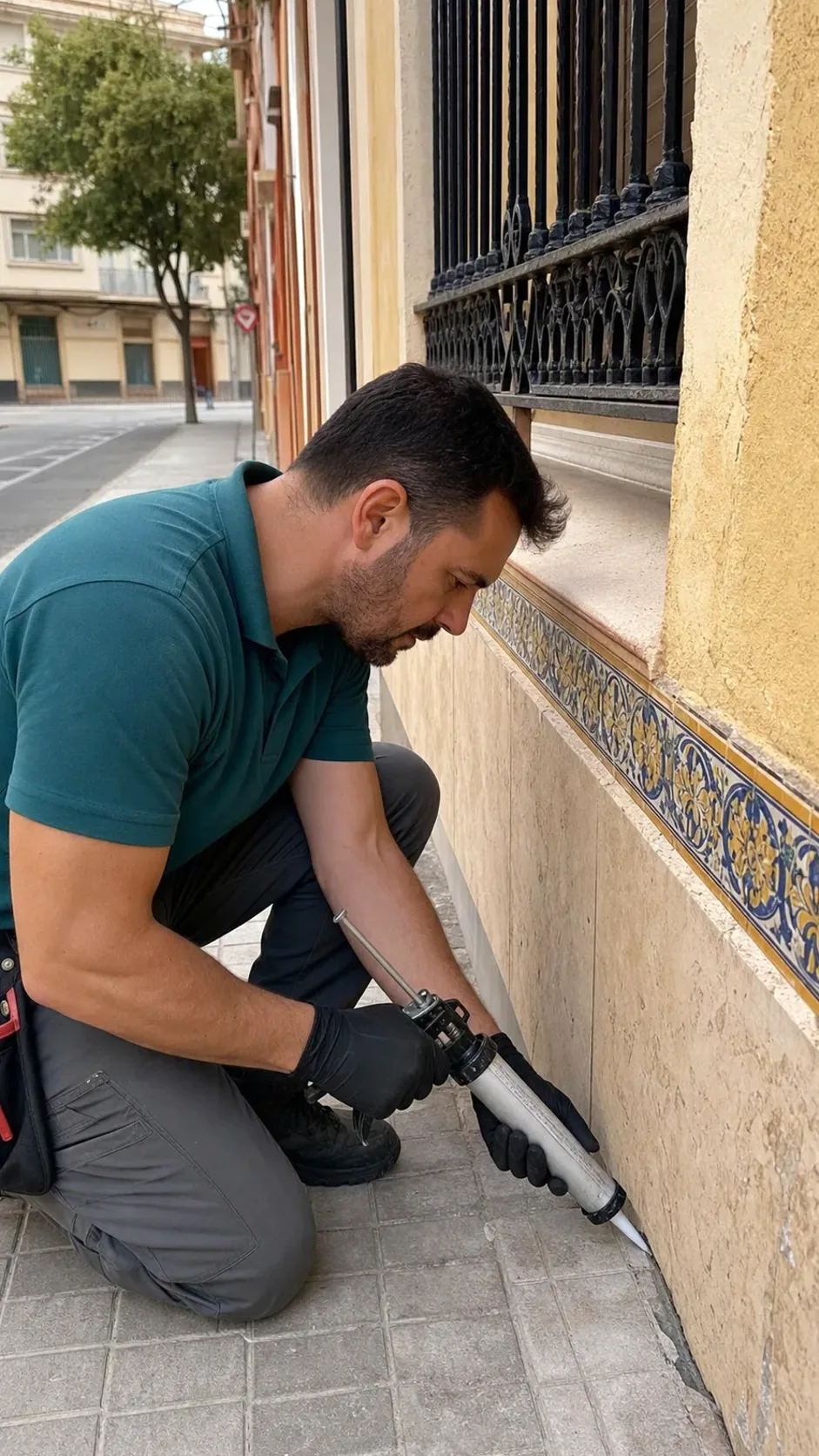 Sellado de grietas y accesos en una fachada